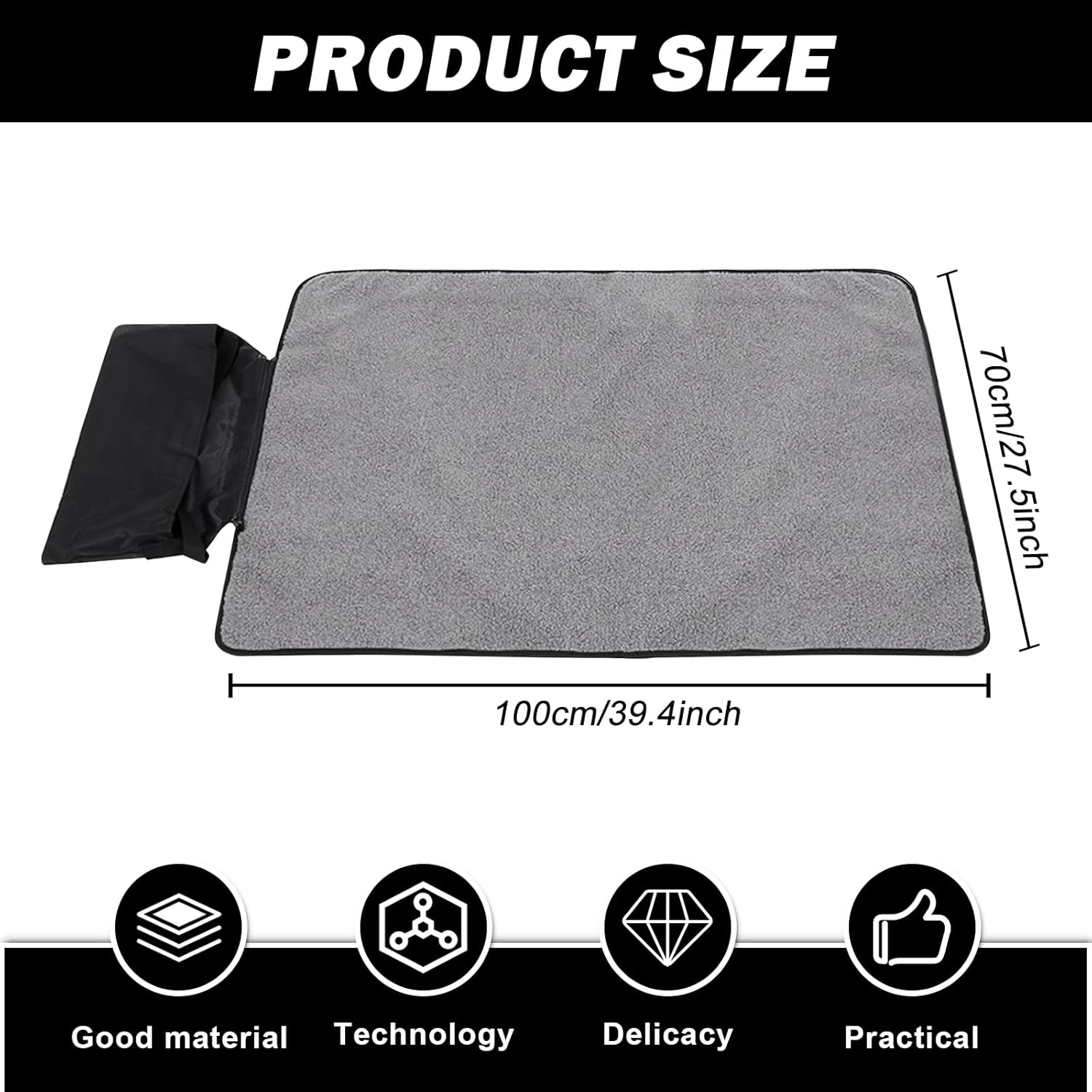 Outdoor Dog Blanket, 100 X 70 Cm, Foldable Waterproof Dog Blanket, Reusable Dog Training Pads, Large Travel Blanket for Pets, Warming Blanket, Cat Blankets, Washable, for Puppies, Kittens image number 5