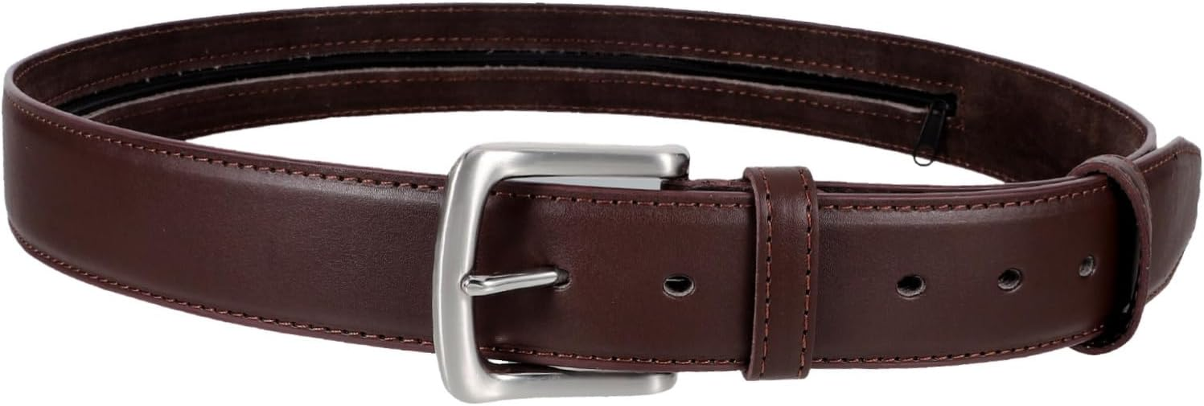 Travel Money Belt for Secure Storage Waistband Wallet with Reliable Zipper Elegant PU Design for Business Trips Jogging and Outdoor Activities Brown