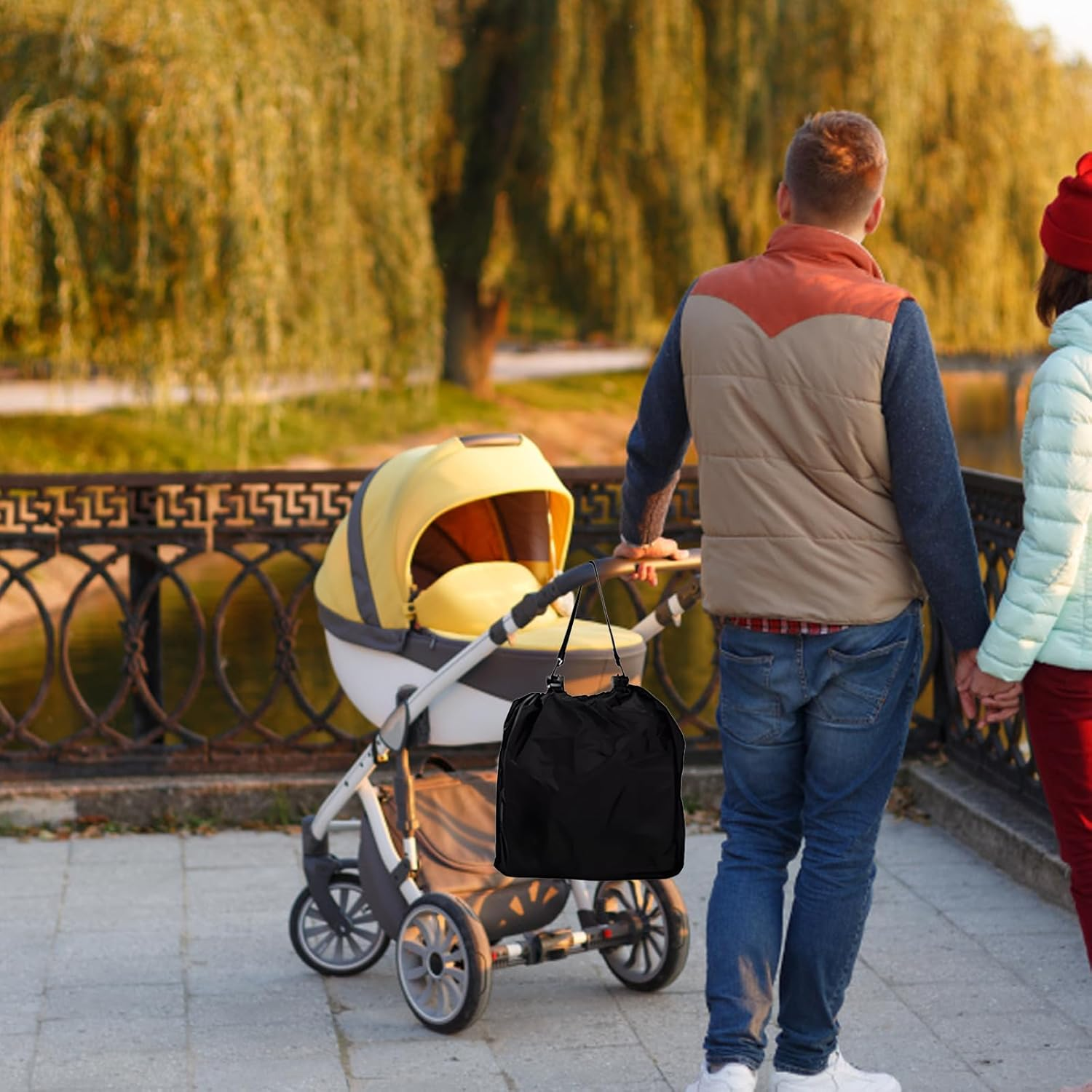 Stroller Bag for Airplane, Foldable Pram Bag for Airplane, 3Pcs Durable Stroller Travel Bag, 52 * 50Cm Portable Stroller Bag,Suitable for Use When Traveling or Going Out (Black) image number 5