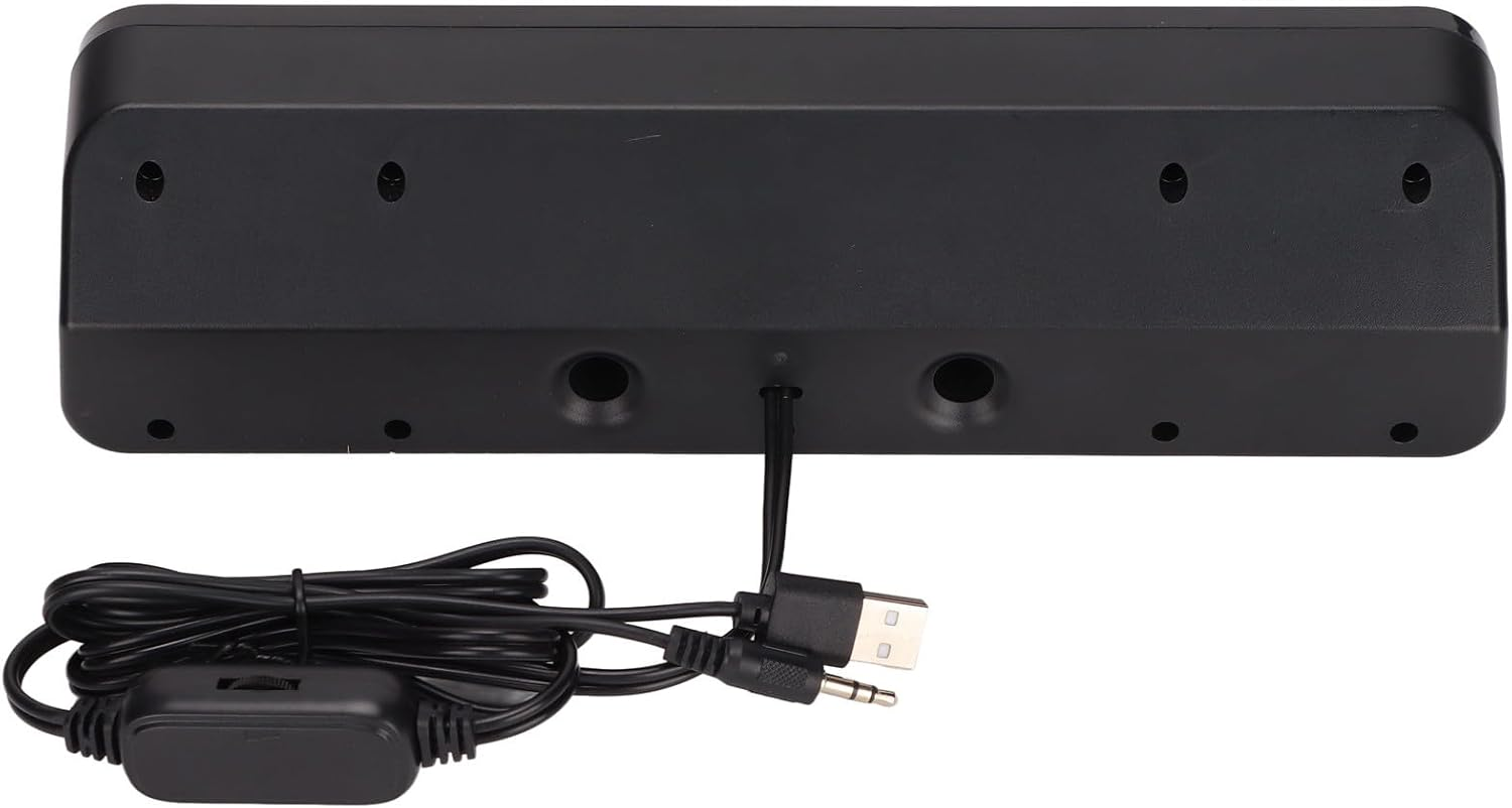 3.5Mm Computer Speakers for Desktop TV, USB Powered Compact Stereo Subwoofer, Wired Hifi Computer Sound Bar 360&deg; Surround Sound Long Speaker for Monitor, Laptop