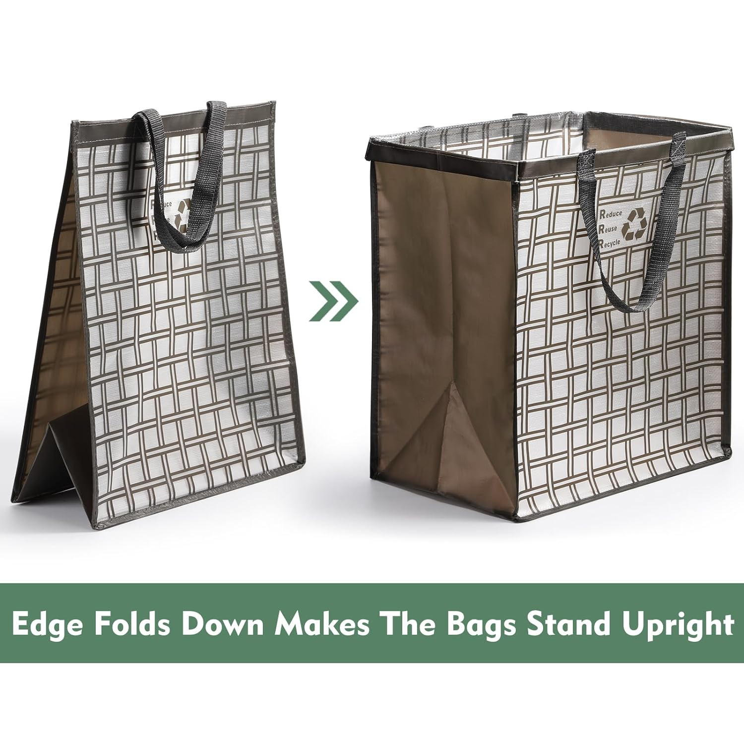 Lily Queen Recycle Bin Bags for Kitchen Home Trash Cans Sorting Bins 12 Gallon Set of 2 - Black  Grey image number 5