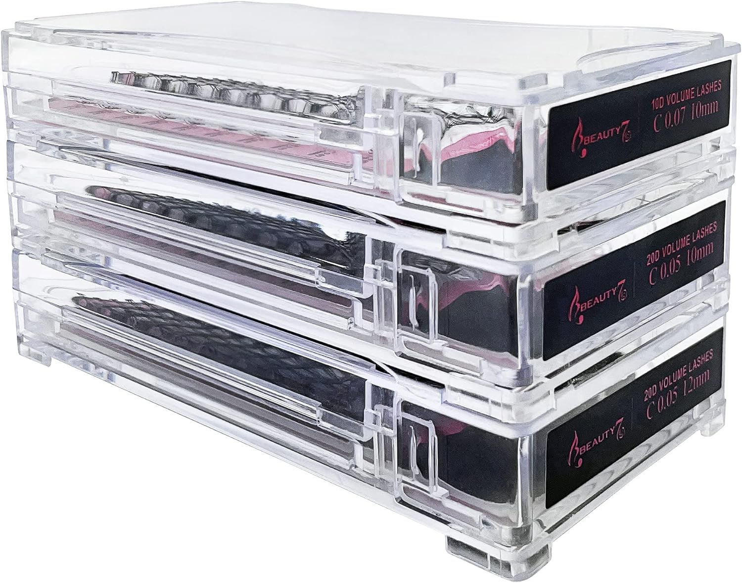 Beauty7 3 Boxes Premade Fans Eyelash Extensions 10D C Curl Volume Lashes Wide Stem Synthetic Mink Individual Fans Lashes for Eyelash Extensions 0.07Mm Thickness / 8-15Mm Length 100 Fans/Box image number 4