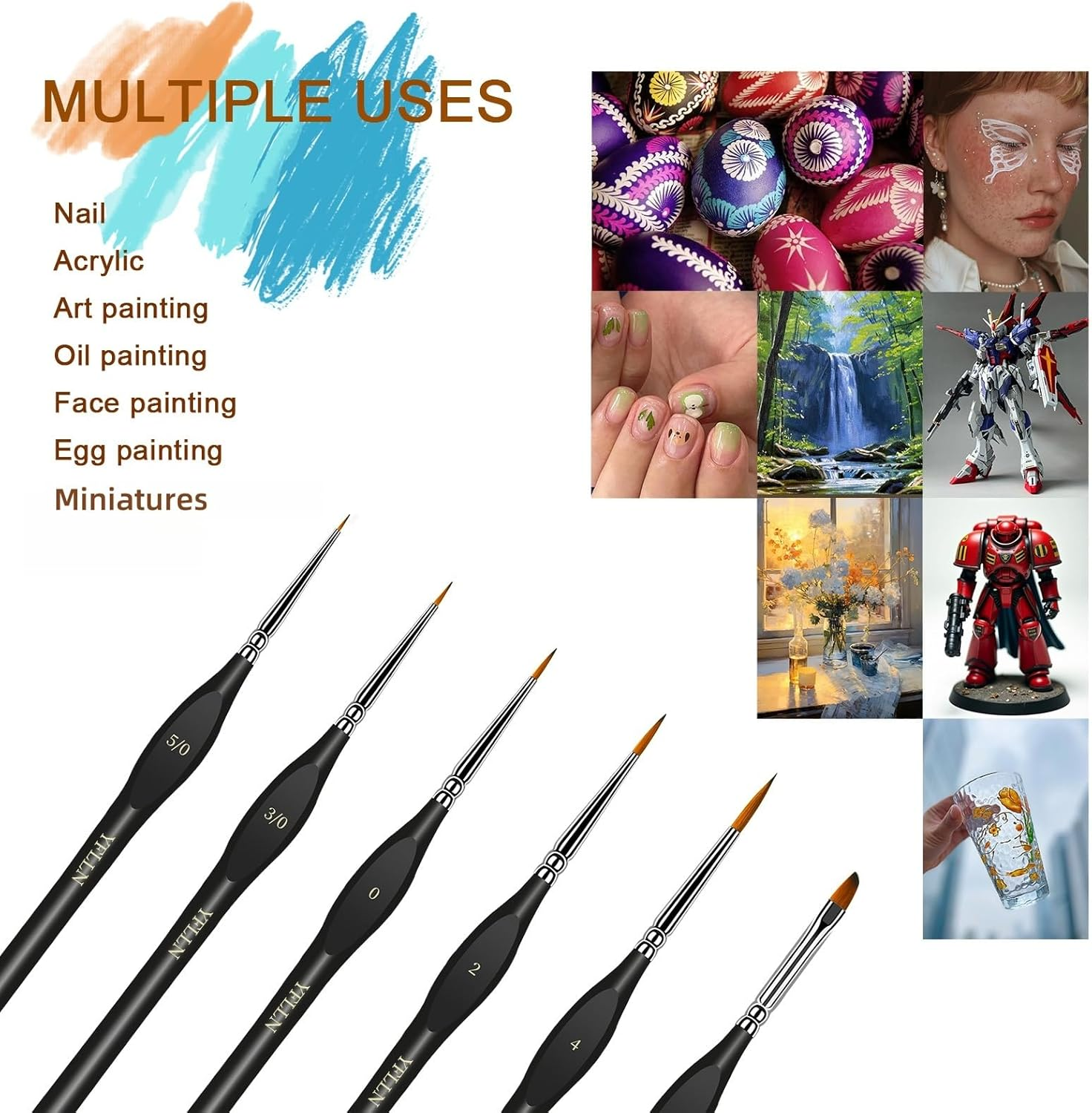 6Pcs Micro Paint Brushes Set with Triangular Handles - for Acrylics, Oils, Watercolors & Paint by Number, Citadel, Figurine, 40K，Mandala Painting(Black) image number 3