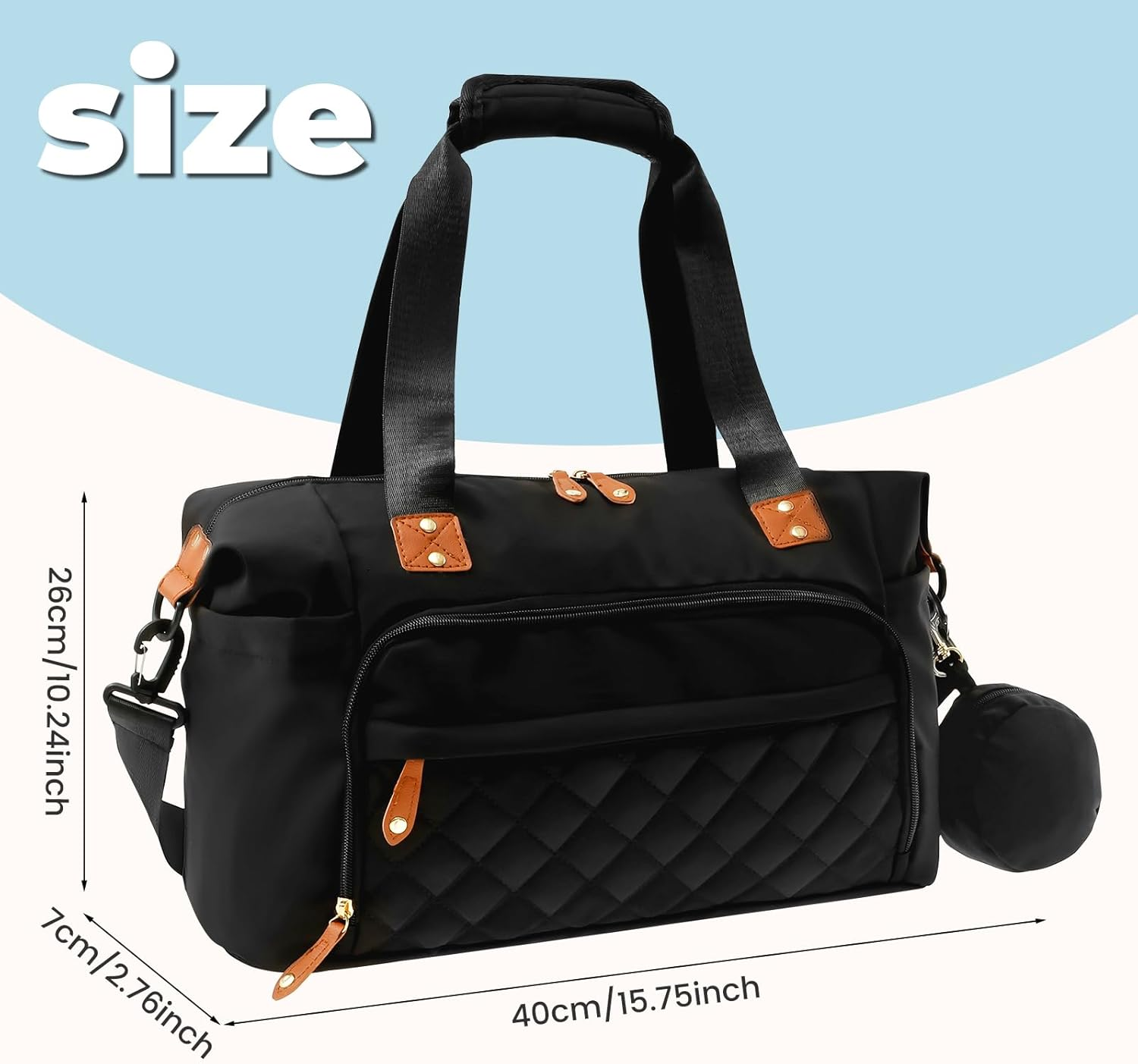 Oxford Cloth Baby Changing Bag, Large Capacity Nappy Tote Bag with Removable Shoulder Strap Easy Access Diaper Handbag, Nappy Changing Pockets, Multi-Functional Baby Bags for Camping image number 2