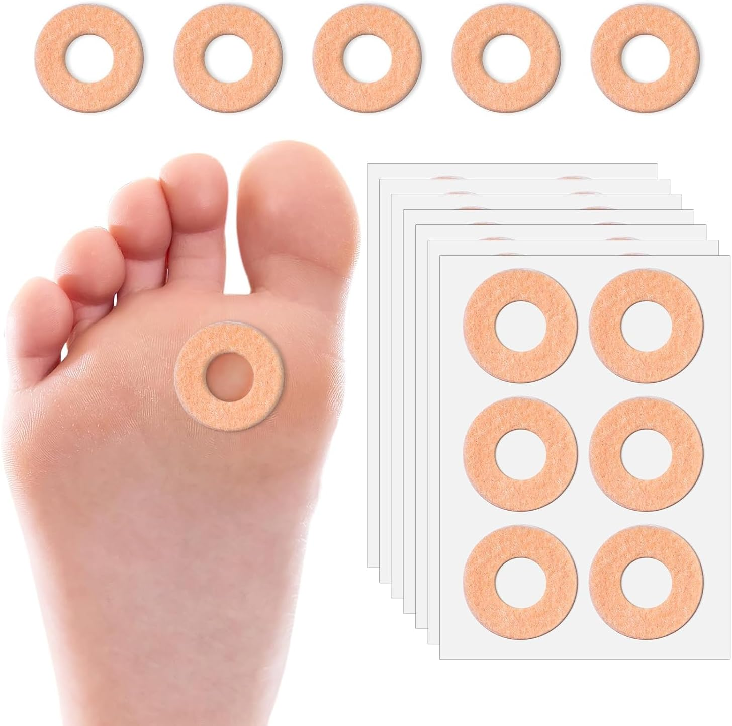 Self Adhesive Callus Pads round Corn Pads, 48Pcs Callus Cushions round Callus Pads,Round Callus Pads Soft Felt Callus Pads,Round Corn Patches Protection Pad Felt Corn Pad,Round Felt Corn Cushion Pads image number 2