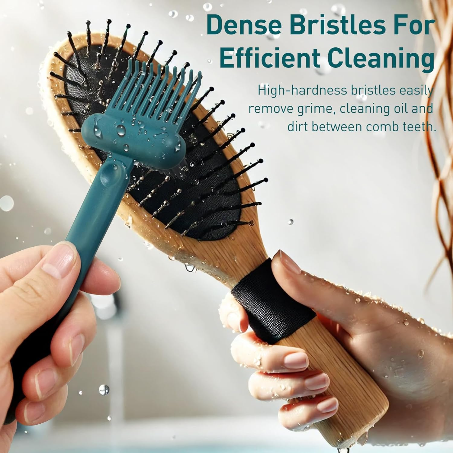 Jaasuee 2-In-1 Hair Brush Cleaning Tool, Green Hairbrush Cleaner and Rake for Removing Hair and Dust, Durable and Ergonomic Design for Home and Salon Use (1 Pack) image number 3