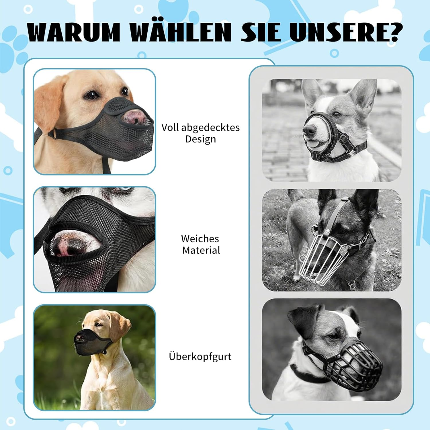 High-Quality, Breathable Dog Muzzle to Prevent Biting and Eating, Anti-Barking Mouth Guard for Small and Medium Dogs, Adjustable and Comfortable