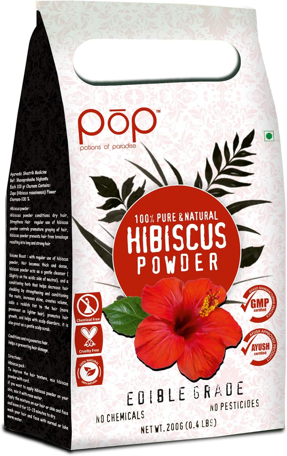 POP (Potions of Paradise) Hibiscus Powder for Hair Improvement, Hair Growth and Conditioning 200 Grams