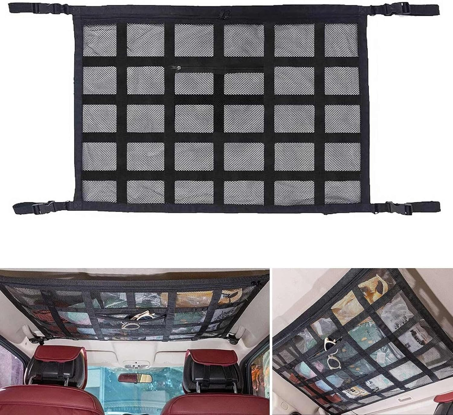Riksam Car Ceiling Storage Net Car Roof Cargo Net Mesh Storage Bag Campervan image number 5