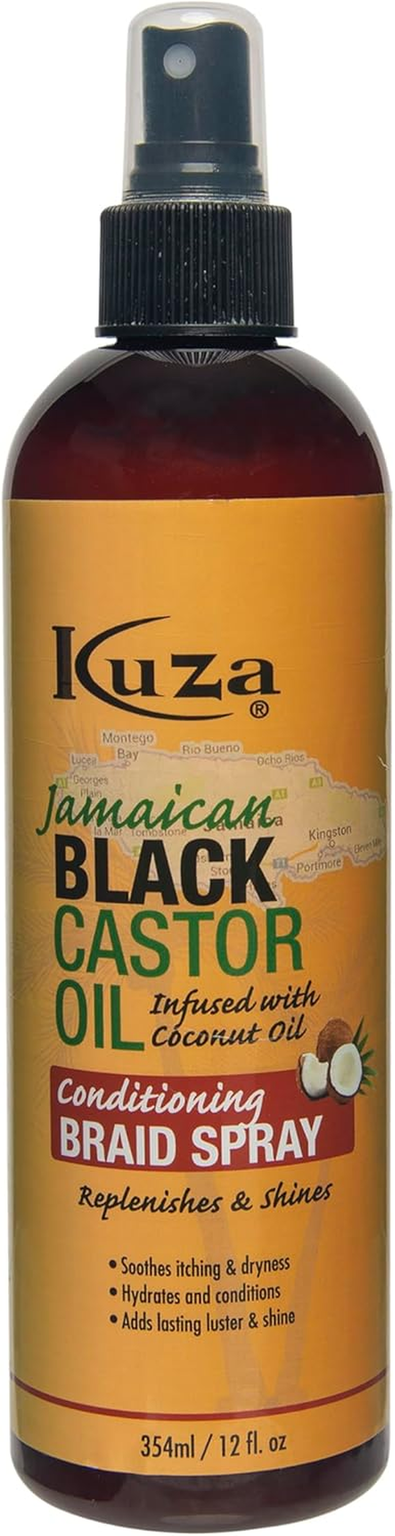 KUZA NATURALS JAMAICAN BLACK CASTOR OIL CONDITIONING BRAID SPRAY 354ML