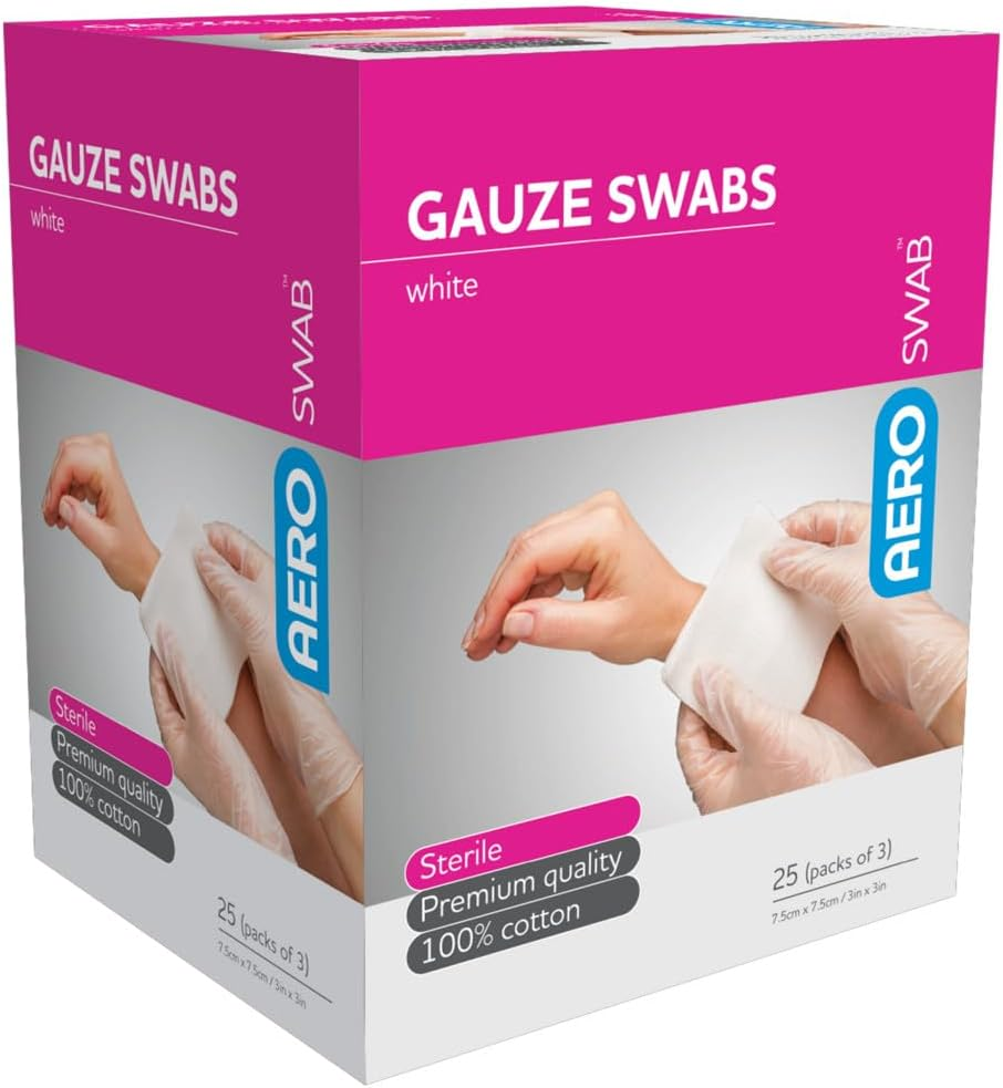 Aero Healthcare Aeroswab 8Ply 25 Pieces Gauze Swab Box of 3 7.5 X 7.5Xm, 75 Count image number 2