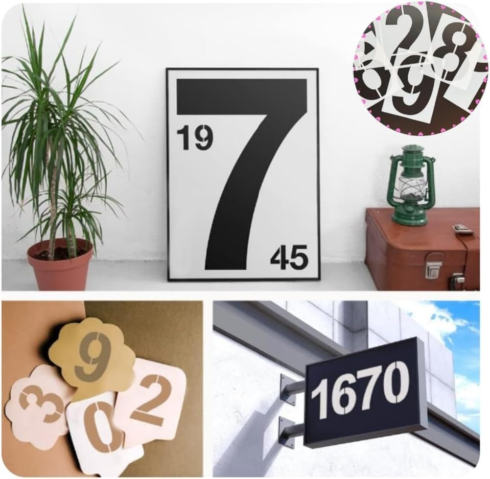 8Inch 0-9 Large Number Stencils Set,10Pcs Reusable Painting Number Templates, Curb Address Number Templates,For Mailbox Signs,Road Sign,Door,Cars,Trucks,Home, Window,Game,Etc.(8" Tall) image number 1