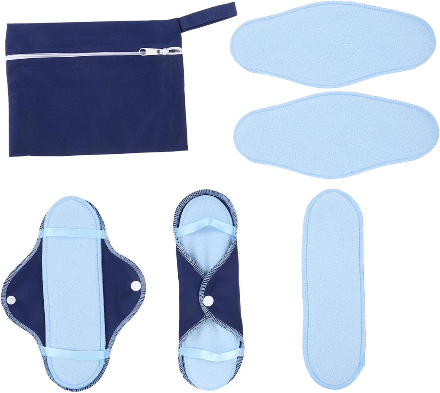 Healeved 1 Set 8Pcs Polar Fleece Sanitary Napkin Leakproof Panties Reusable Period Pad Postpartum Maternity Pads Menstrual Pad Waterproof Panty Pads Organic Pads Blue Pul Cloth image number 4