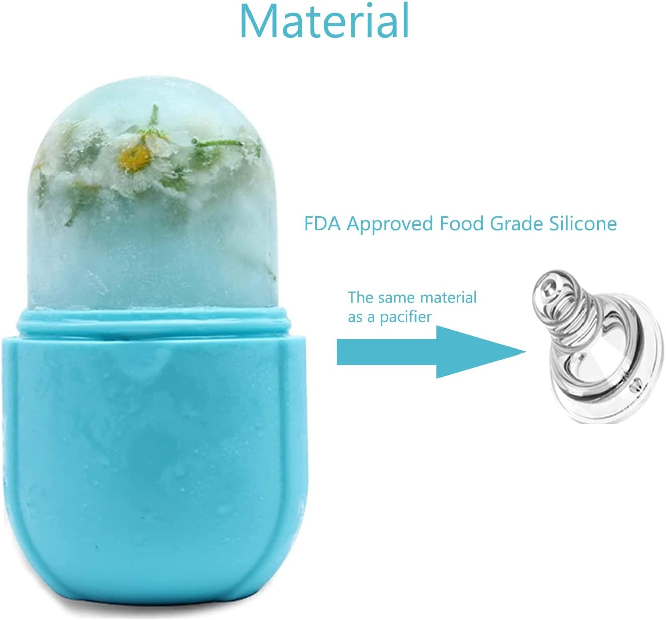 Ice Roller for Face and Eye - Facial Beauty Skin Care Tool, Gua Sha Massage, Silicone Ice Mold (Blue)