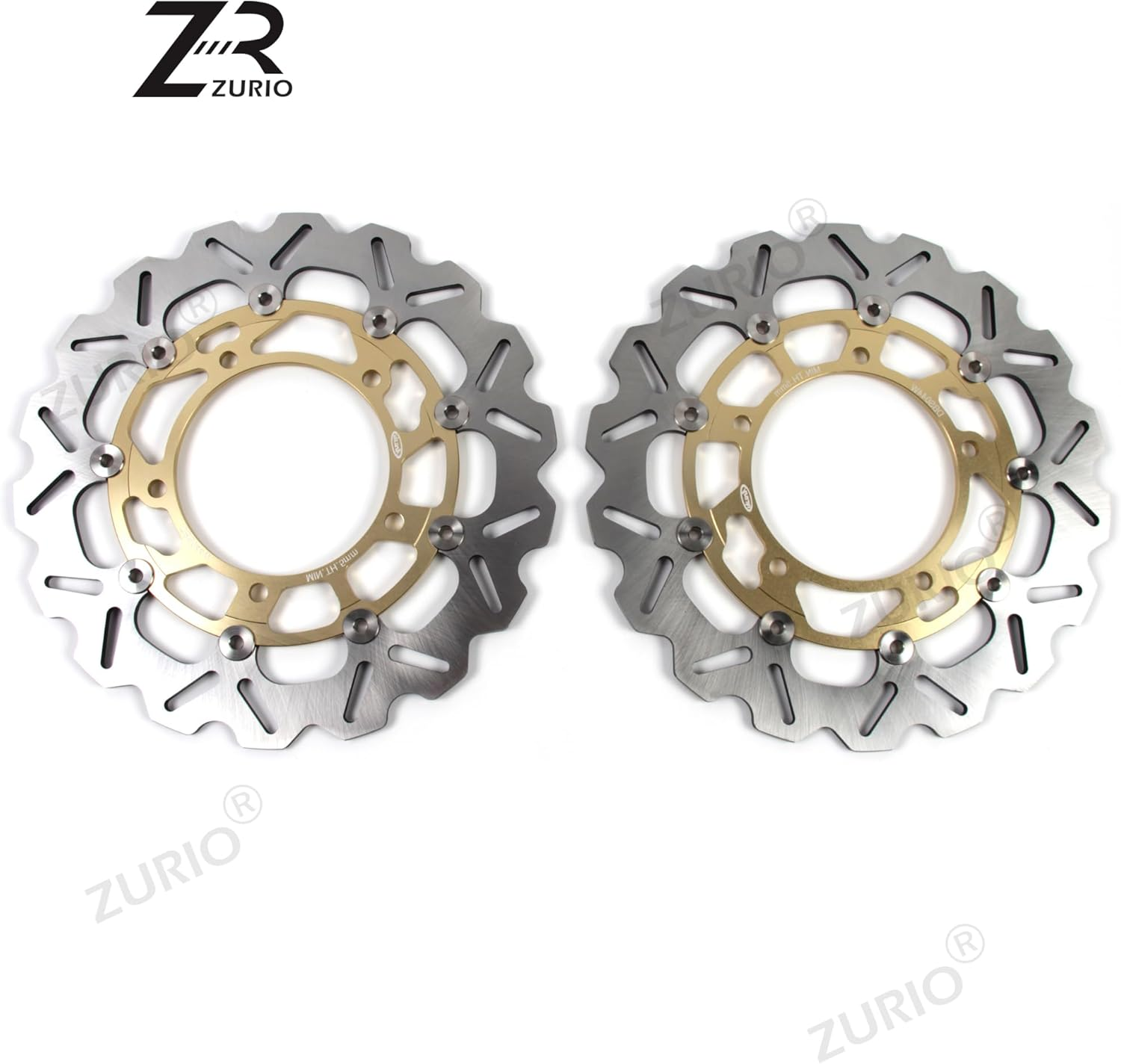 Floating Front Rear Brake Discs Rotors for Suzuki DL650 Vstorm 650 2007-2012 ABS 2007-2023, DL V-STROM 650 XT ABS 2015-2019, V STROM 650 ADV ABS 2012-2015, Motorcycle Replacement Parts Gold image number 4