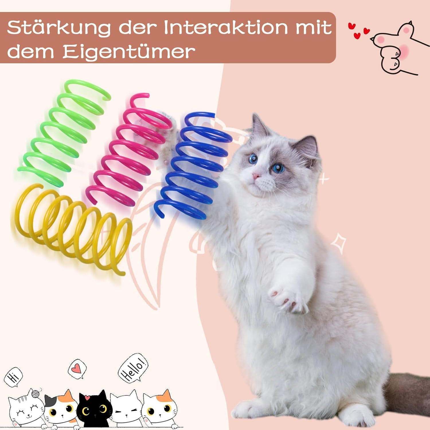 Pack of 32 Spiral Cat Toy Spirals, 4 Colours Cat Spirals Toy, Funny Cat Spiral Toy, Interactive Cat Spiral Cat Games, Cats Spiral Spring Relieves Boredom at Home image number 3