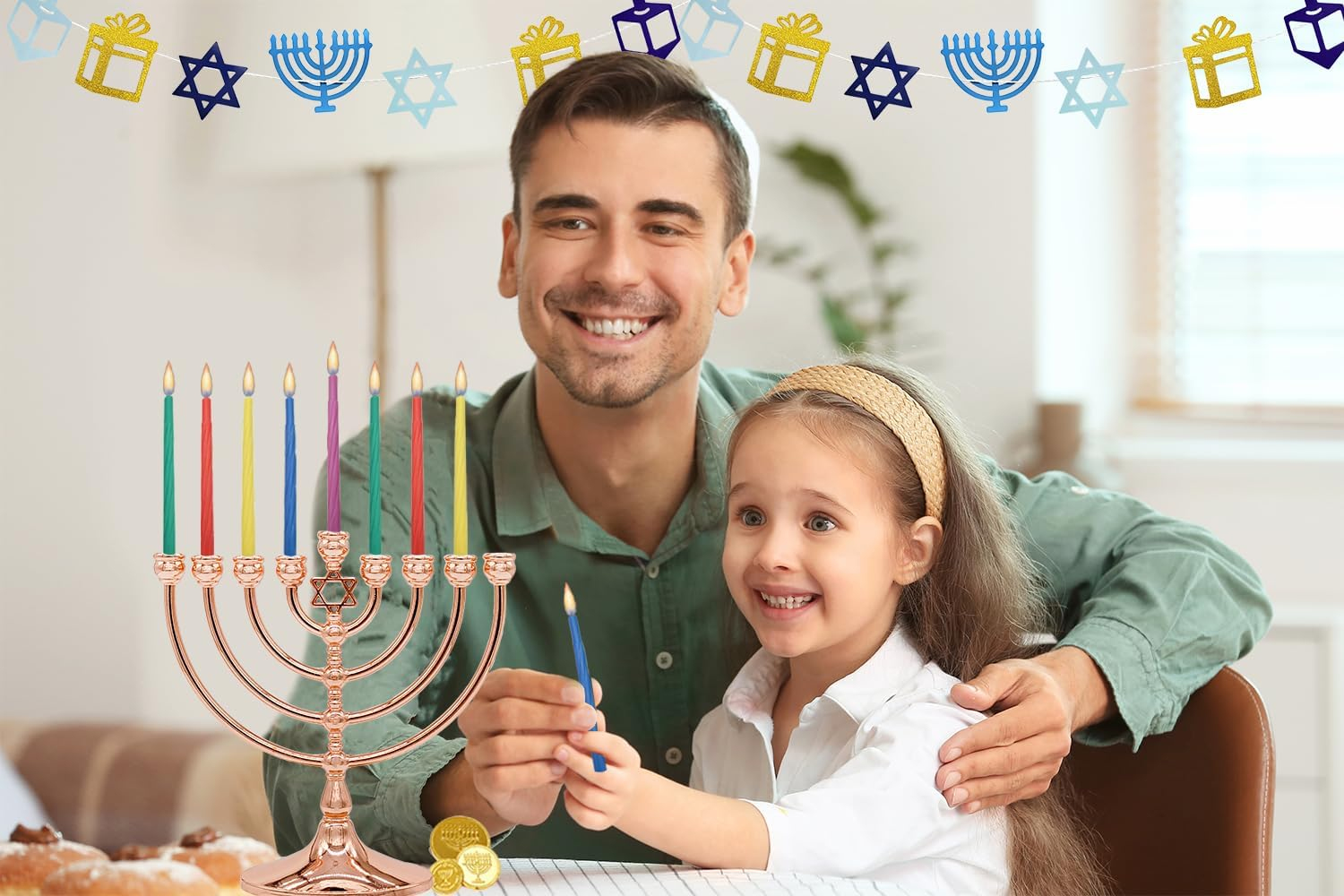 The Dreidel Company Menorah Candles Chanukah Candles 44 Colorful Hanukkah Candles for All 8 Nights of Chanukah (20-Pack)