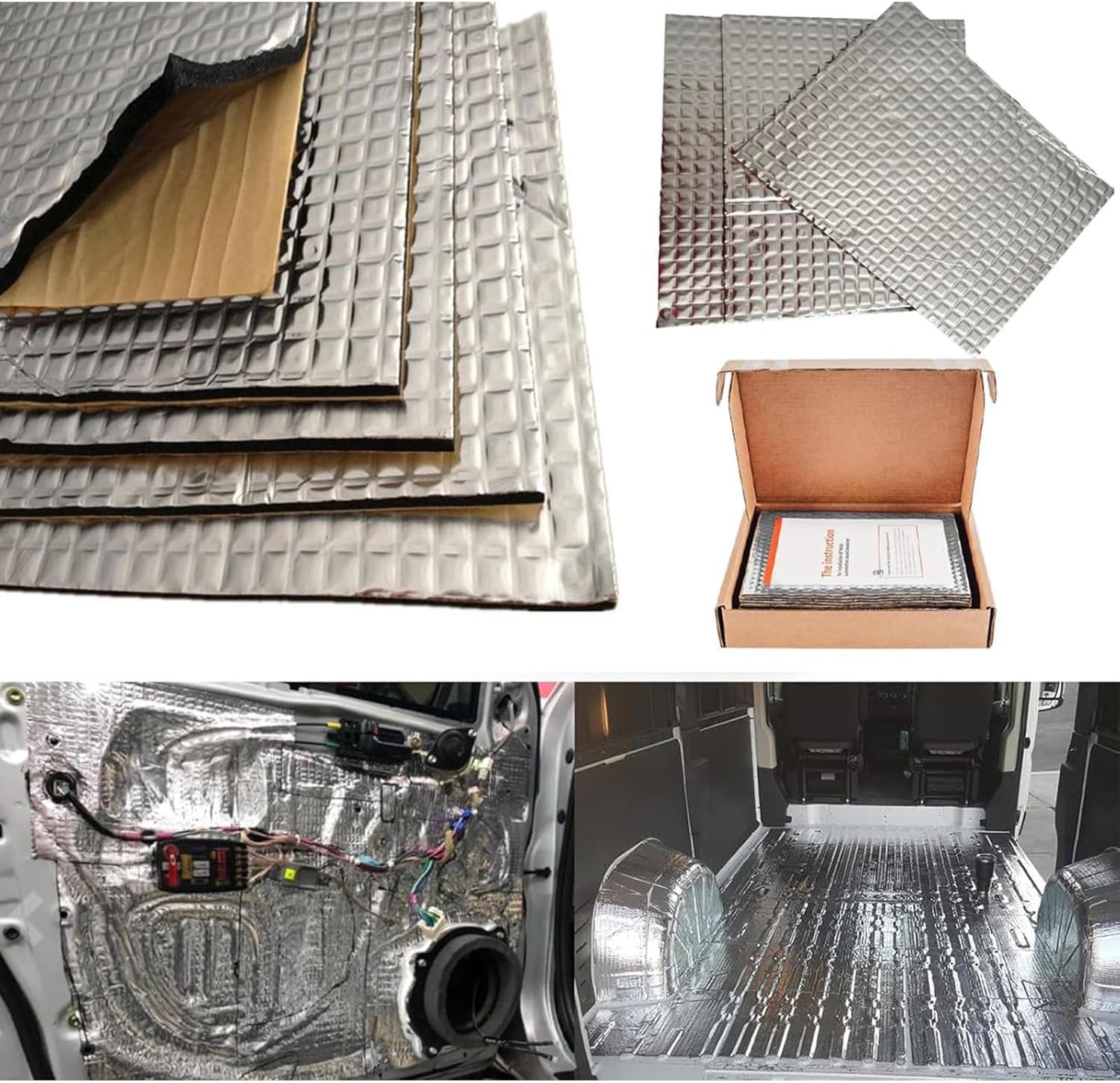 Homodoskey Sound Deadener, Noise Proofing Insuation Mat Auto Heat Shield Foam- 394Mil 21.53Sqft Car Sound Deadening Material Mat, Auto Audio Deadener Foam for Hood Engine Roof Trunk image number 3