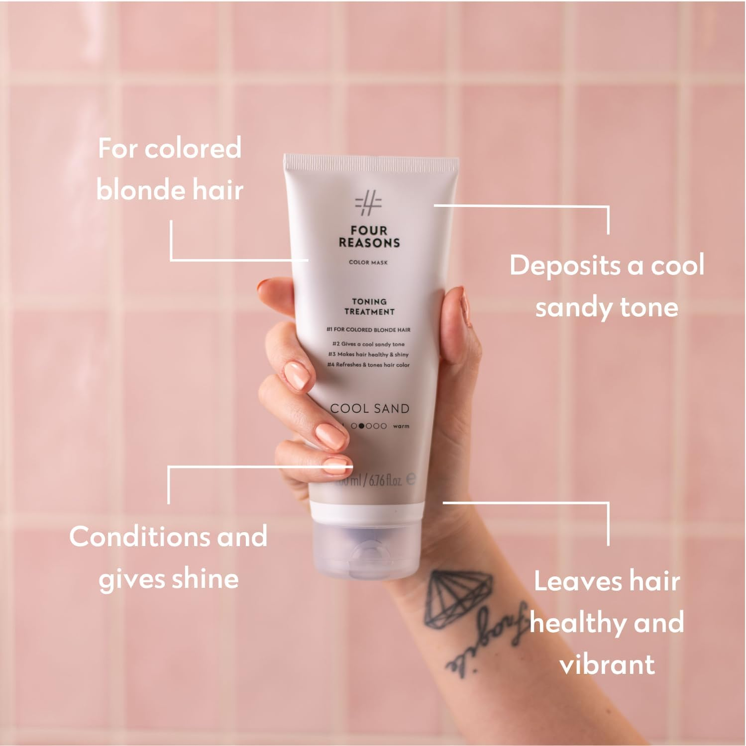 Four Reasons Color Mask &ndash; Cool Sand Blonde - (27 Colors) Color Depositing Conditioner, Toning Treatment, Tone & Enhance Color-Treated Hair - Semi Permanent Hair Dye, Vegan and Cruelty-Free, 6.76 Fl Oz image number 6