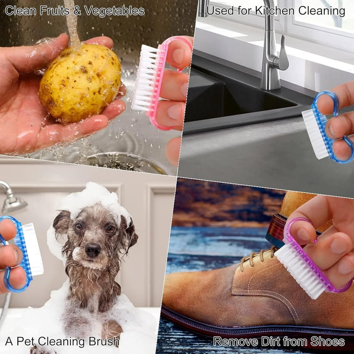 TAVVKE 8 Pcs Nail Brushes, Nail Cleaning Brush Plastic Handle Scrubbing Brush Eco Friendly Fingernail Brush with Soft Bristles Nail Manicure Dust Brush for Hand Toes Nail Home Garden Salon image number 2