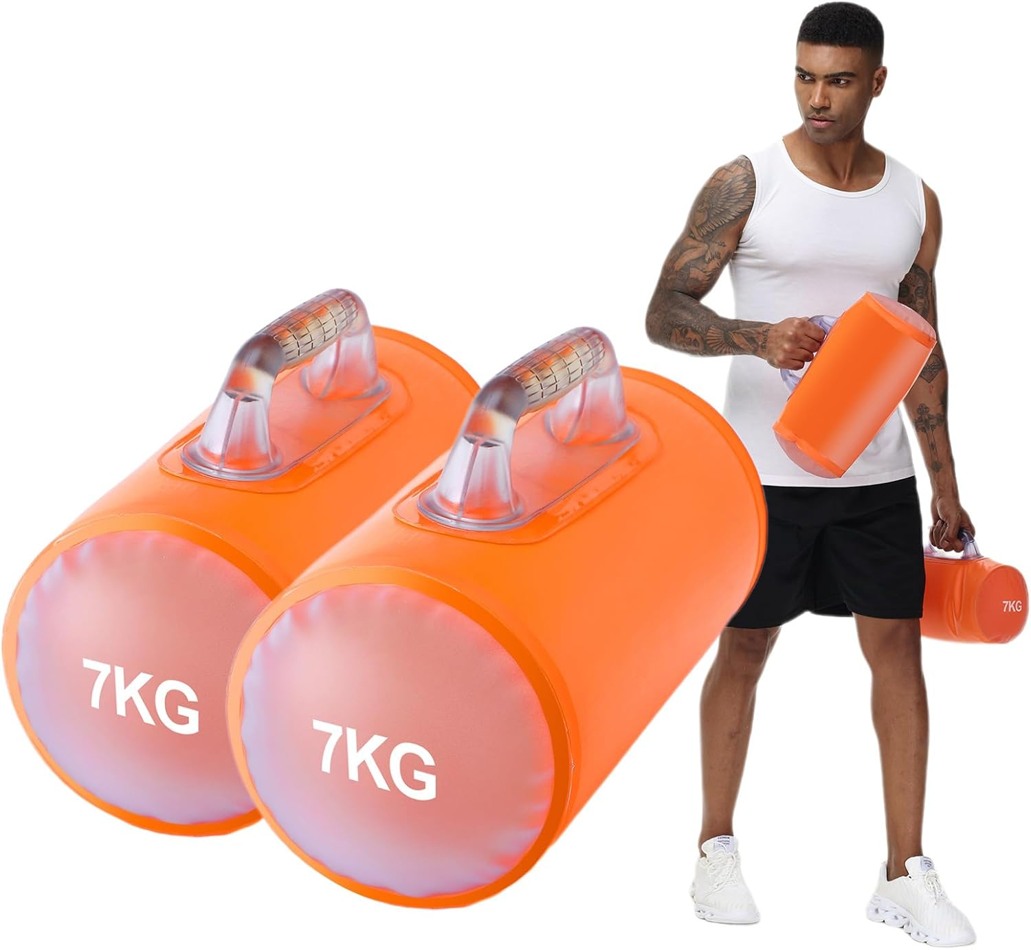 DEIRIS Water Dumbbells, Dumbbells, Water Fillable Set, Weight Bags Portable, Water Weight up to 2~14 Kg/Pair, Fitness Water Bag, for Strength Training, Fitness and Shaping image number 4