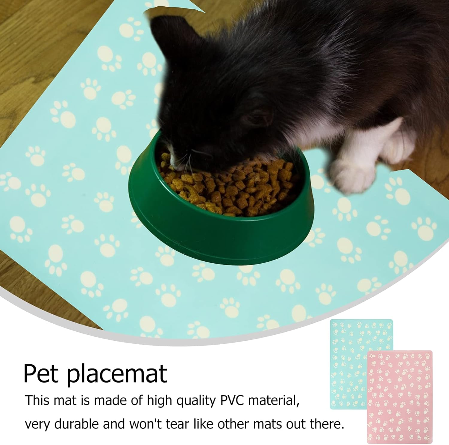 2Pcs Pet Feeding Mat Dogs Cats Non-Slip Placement Tray Cushion to Stop Food Water Bowl Messes on Floor for Home Pet Shop image number 3