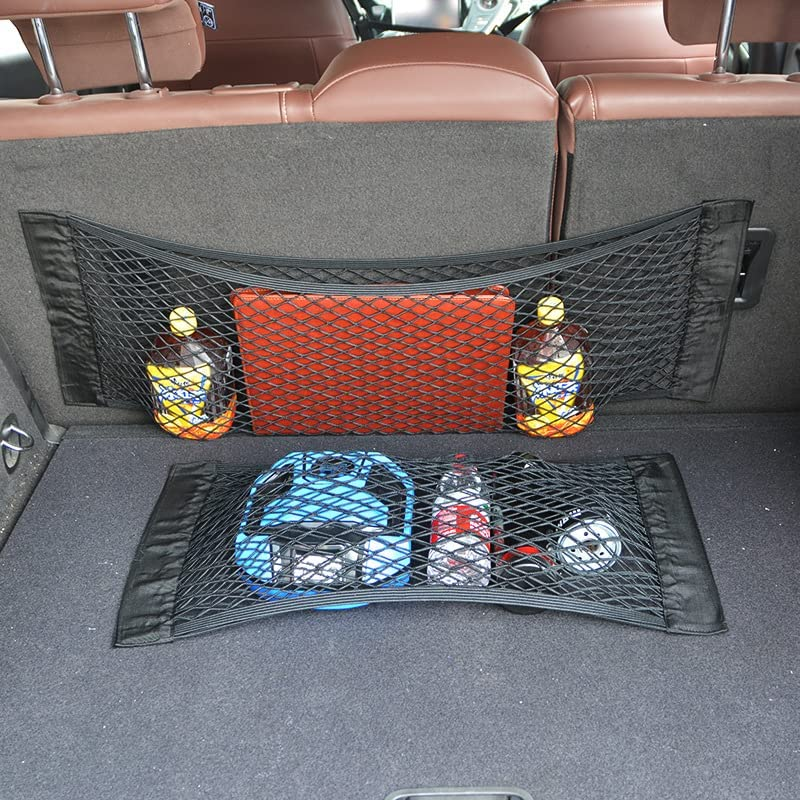 Storage Net for Car Trunk, Automotive Cargo Net for Truck Bed Elastic Nylon Mesh Universal Rear Car Organizer Net Car Seat Travel Bag Trunk Storage Roof Bag Mesh Pouch Bag image number 2