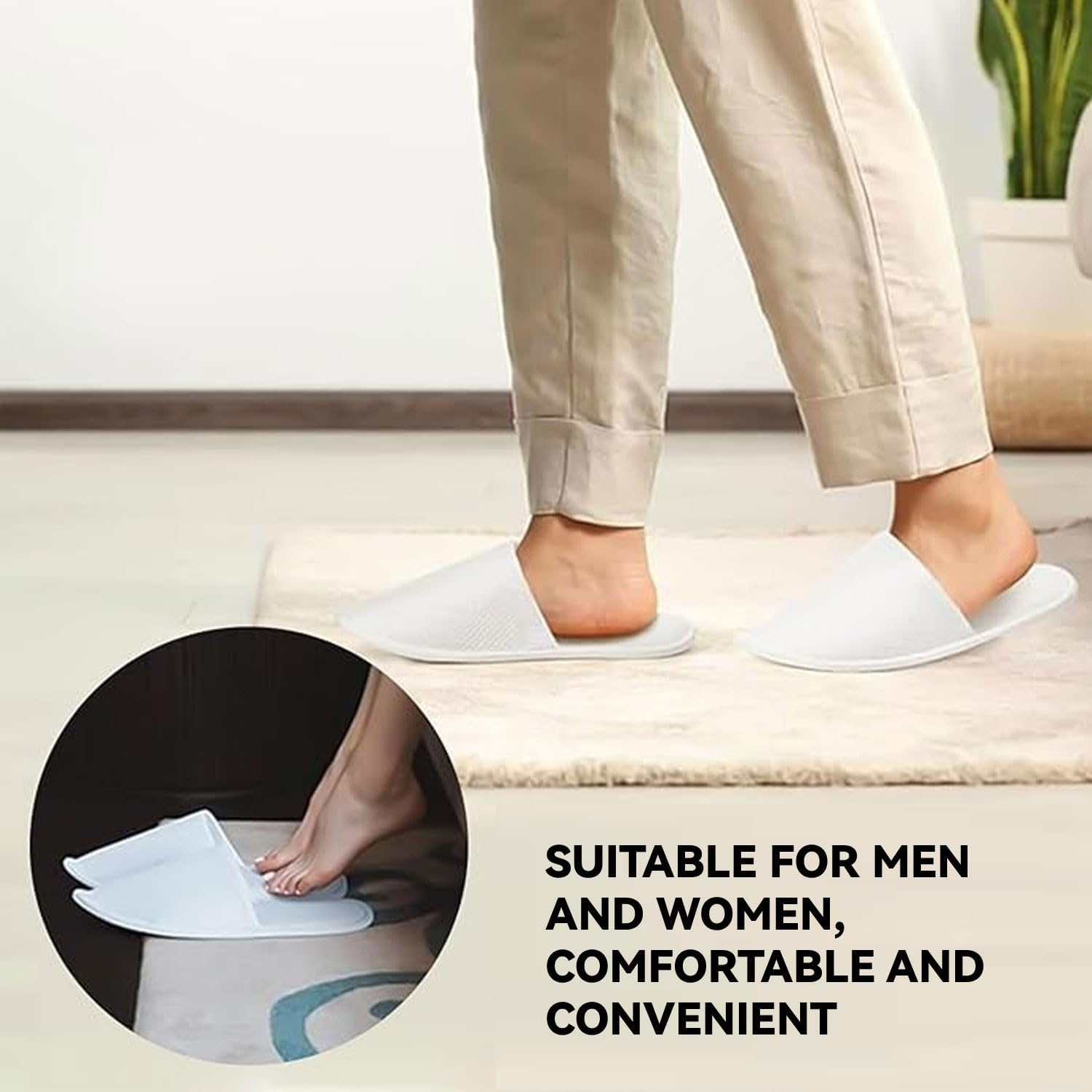 UNIHOC Hotel Slippers, Disposable Shoes, Guest Slippers Set, 4 Pairs of Terry Slippers, Disposable Slippers, Slippers for Men and Women, Universal Size (EU 37-43) image number 3