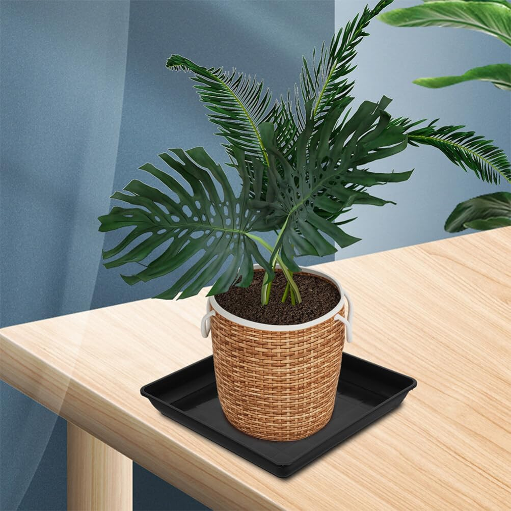 Happyyami 3Pcs Square Plastic Plant Saucers 14 Inch Flower Pot Drip Trays Planter Water Catcher Tray Plant Pot Base for Garden image number 2