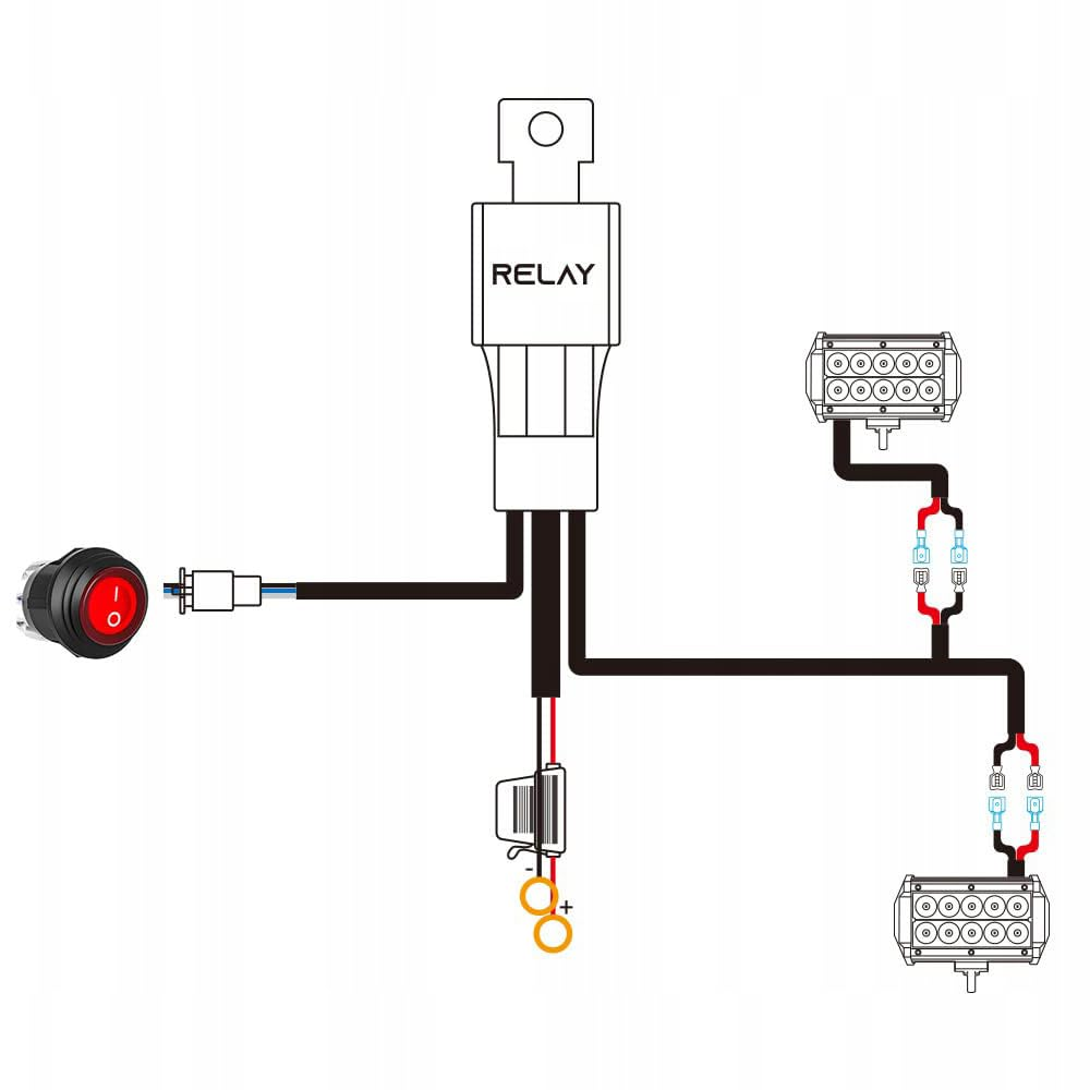 LED Light Bar Wiring Harness Kit 300Cm 18AWG 2 Leads Heavy Duty 12V 30A Car on off Waterproof Switch Power Relay Blade Fuse off Road Lights Work Light image number 2
