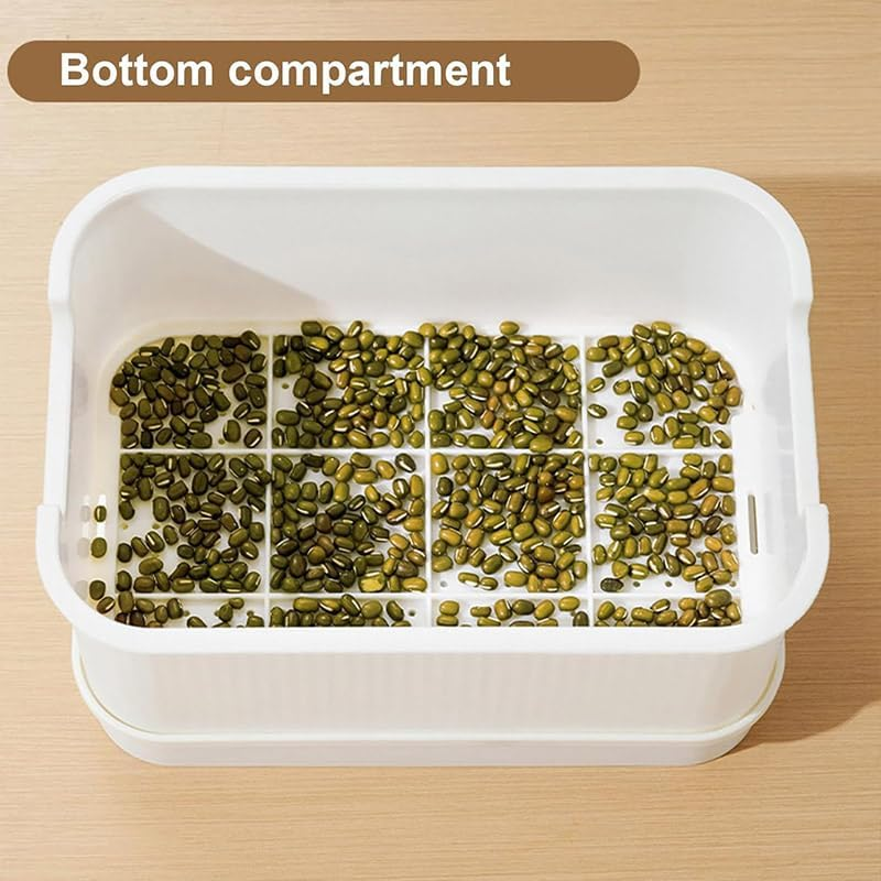AIMALL Soilless Hydroponic Seedling Tray &ndash; Self-Watering Sprout Tray for Indoor Herb & Vegetable Planting, Double-Layer Design with Visible Water Reservoir - Green image number 2