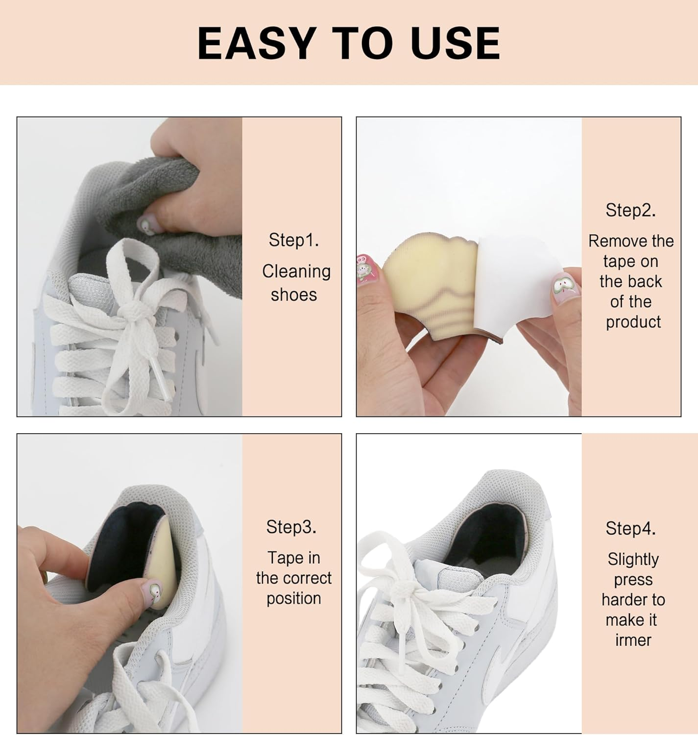 YBVABE Heel Grips for Shoes Too Big - 6 Pieces Heel Cushion Inserts for Loose Shoes, 5D Heel Pads/Protectors/Shoe Filler for Tighter Fit for Men and Women image number 4