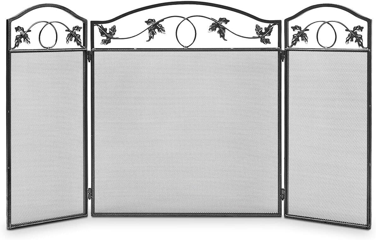 Giantex 3-Panel Fireplace Screen Pet Safety Fence Fireplace Fence, Sturdy Steel Frame, 3 Panel Foldable Fireplace Screen Folding Spark Fire Guard Steel image number 2