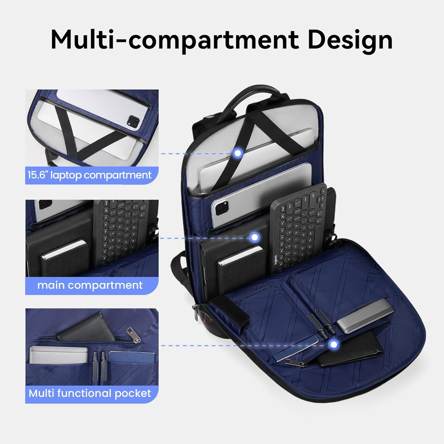 CROSSGEAR Classic Leather Backpack for Men, Lightweight Backpack with USB Charger for Office Work image number 4