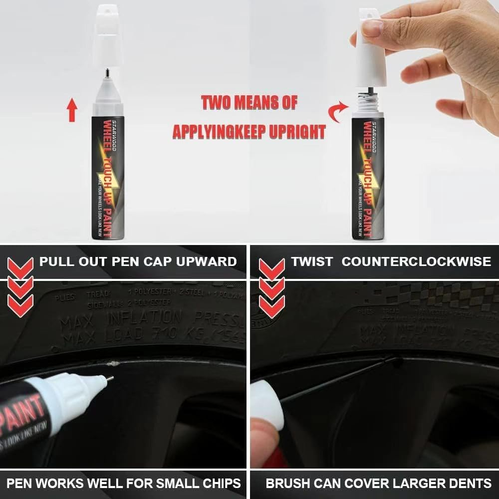 STARWOOD Black Rim Touch up Paint, Wheel Repair Paint Quick and Easy, for Cars Wheel, Car Repair, Universal Color Rims (Gloss Black) image number 5