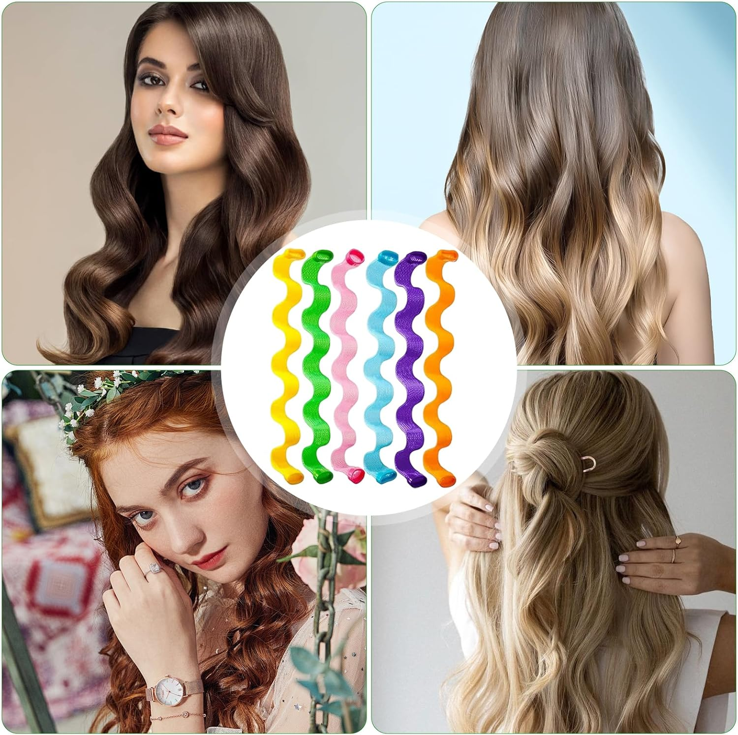SZSMW 36 Hair Rollers - Waves - Curlers Long Hair - Suitable for Anyone Who Want to Create Their Own Wavy Hairstyles, Suitable for All Hair Types (30 Cm, with 2 Styling Hooks) image number 3