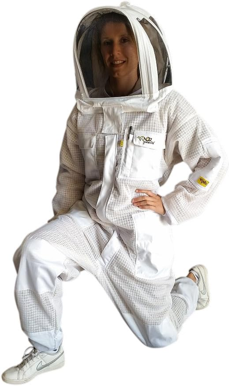 Beekeeping Suit 3 Layer Ventilated Overall with Fencing Veil & Cowhide Gloves | Breathable Sting-Proof Bee Keeper Suit for Men & Women | Durable Beekeeping Suit (5XL)