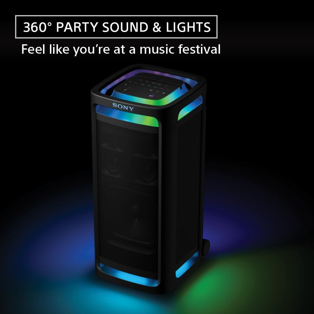 Sony ULT Tower 9 Bluetooth Party Speaker with Powerful Bass, 360&deg; Sound and Party Lights, USB & Line-In Play Back Options, and Microphone/Guitar Input (SRSULT900AC) image number 3