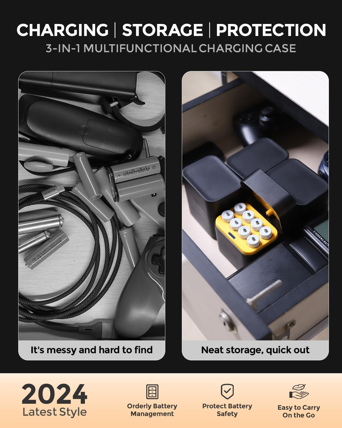 Rechargeable AA Batteries Lithium 8 Pack with Charger,3600Mwh 1.5V Constant Output Double a Batteries Rechargeable,1600 Cycles Long Lasting AA Li-Ion Battery with Integrated Fast Charging Storage Box