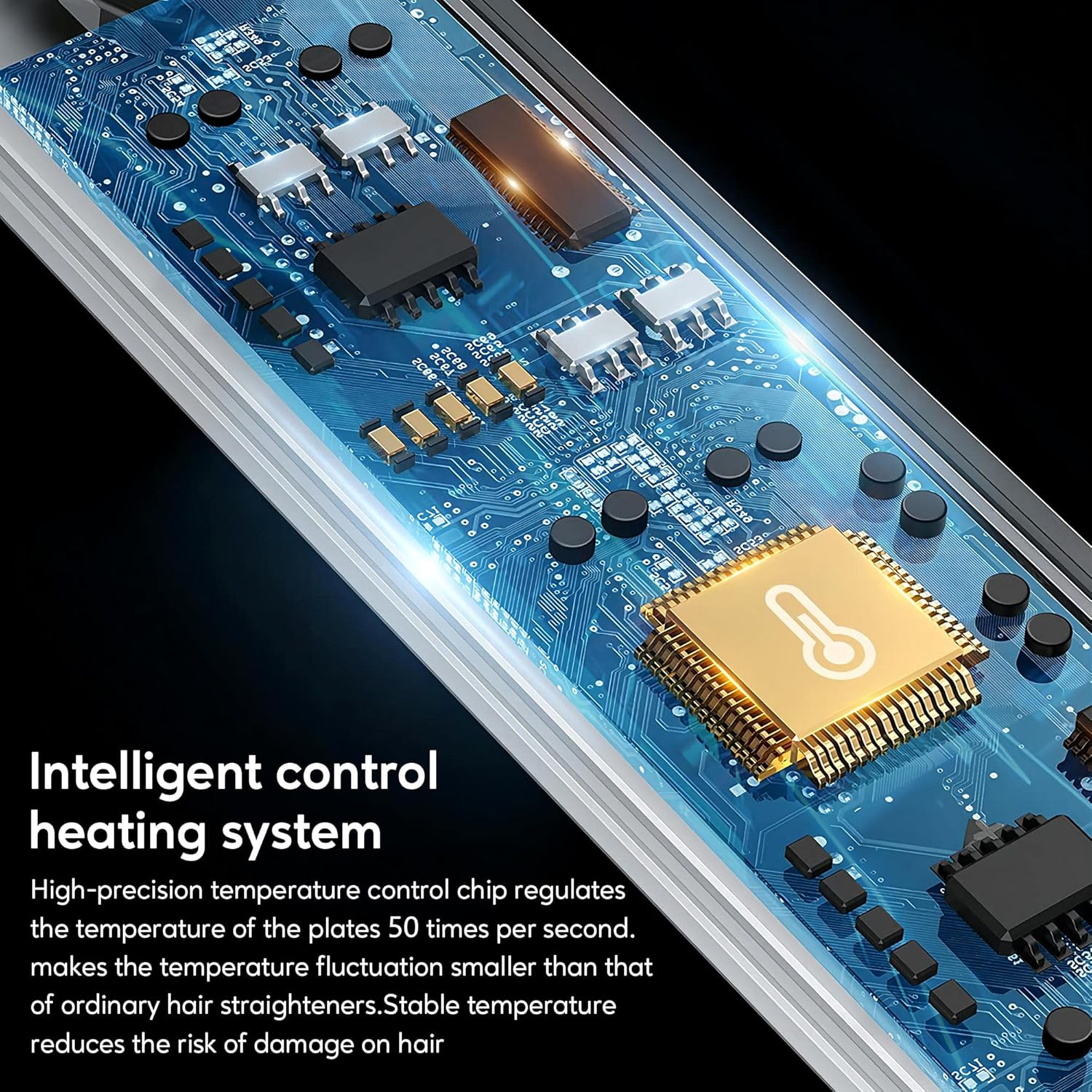 Terviiix Titanium Flat Iron Hair Straightener - ARC Non-Snagging for Smooth, One-Swipe Results, Salon-Grade Wide 1-3/4 Inch Straightening Iron Saves Time on Thick, Curly, Black & Natural Hair, Gold image number 1