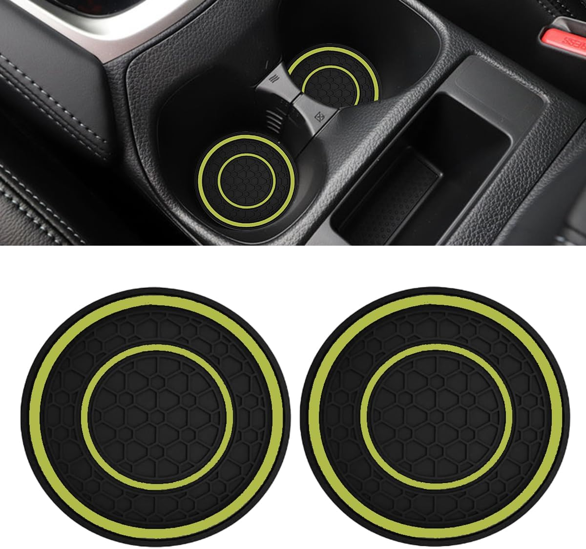 2PCS Car Cup Holder Coasters, 2.75 Inch Auto Non-Slip anti Dust Cup Mats, Console Cup Holder Insert Coaster Auto Insulated Mats, Universal Interior Accessories for Most Cars (Yellow) image number 5