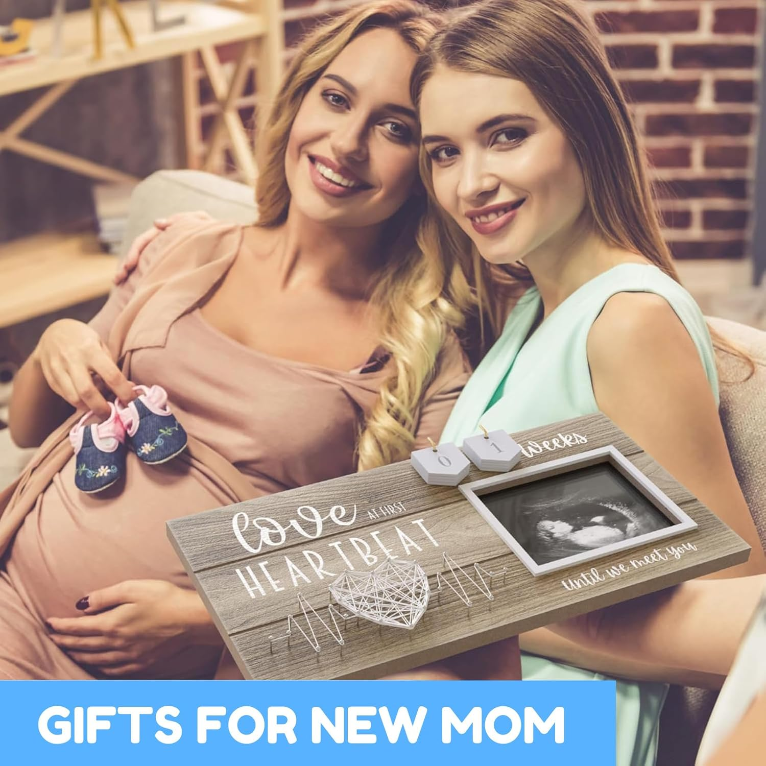 RIKONDA Countdown Sonogram Frame with Wooden Week Plaques - 10X15Cm Pregnancy Keepsake for Ultrasound Photos, Baby Shower & Nursery Decor (450G) image number 3