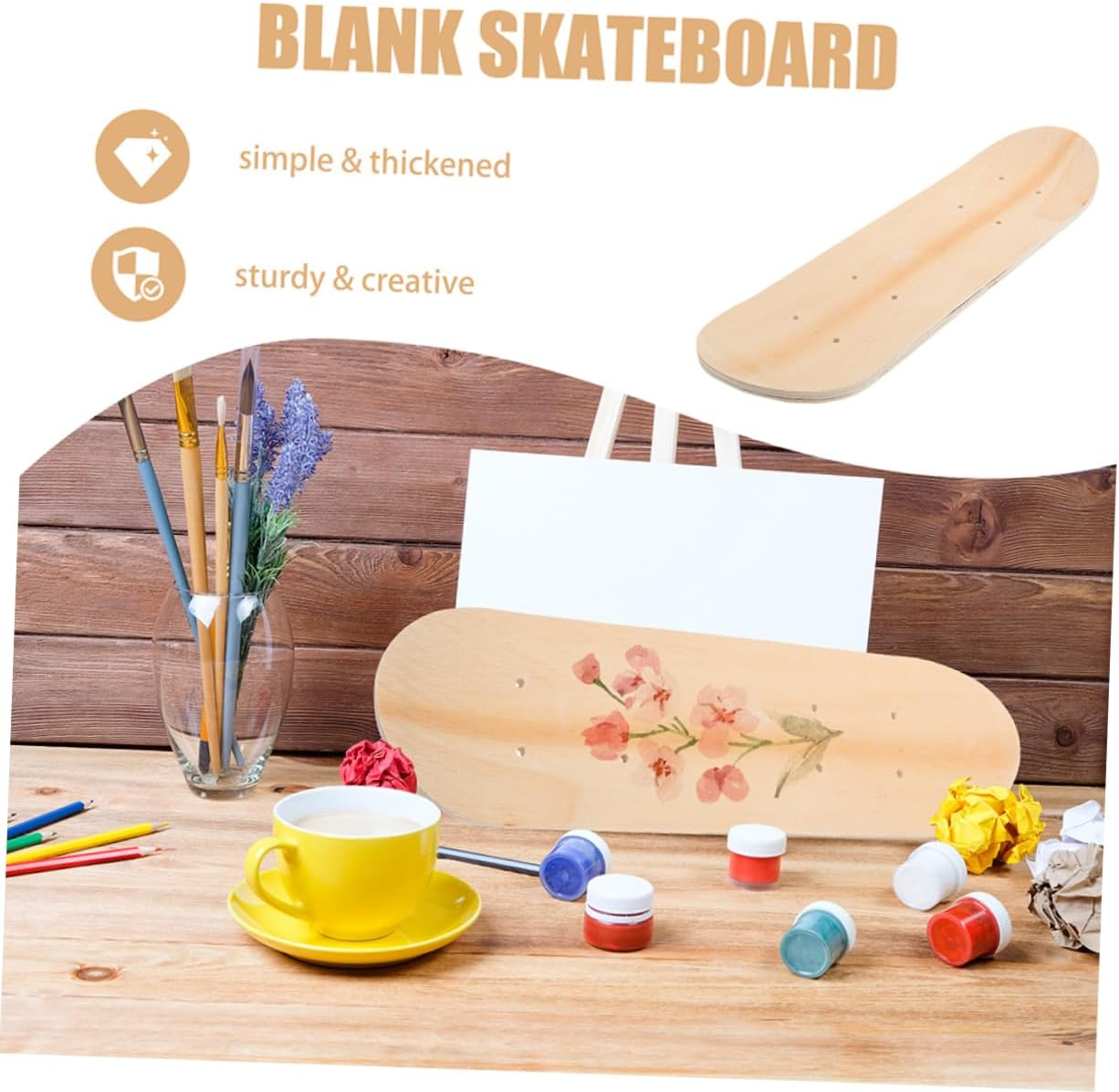 Kisangel 2Pcs DIY Skateboard Deck DIY Graffiti Deck Skateboard Unfinished Wooden Skateboard Deck