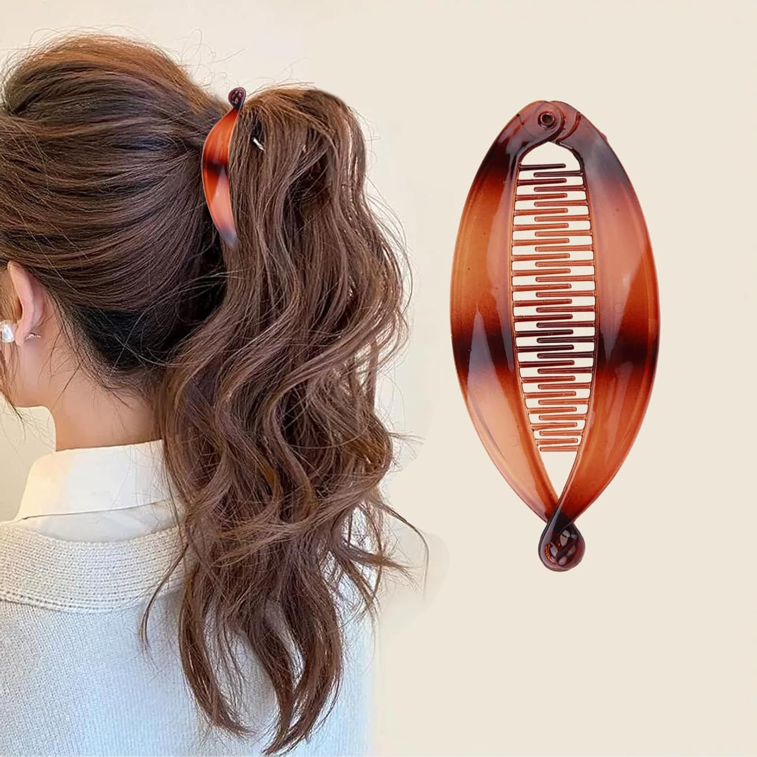 Pack of 4 Banana Clips, Retro Female Hair Accessory Hair Comb, Fishtail Hair Accessories, French Banana Clip Combs, Applicability, Suitable for Long, Curly or Straight Hair