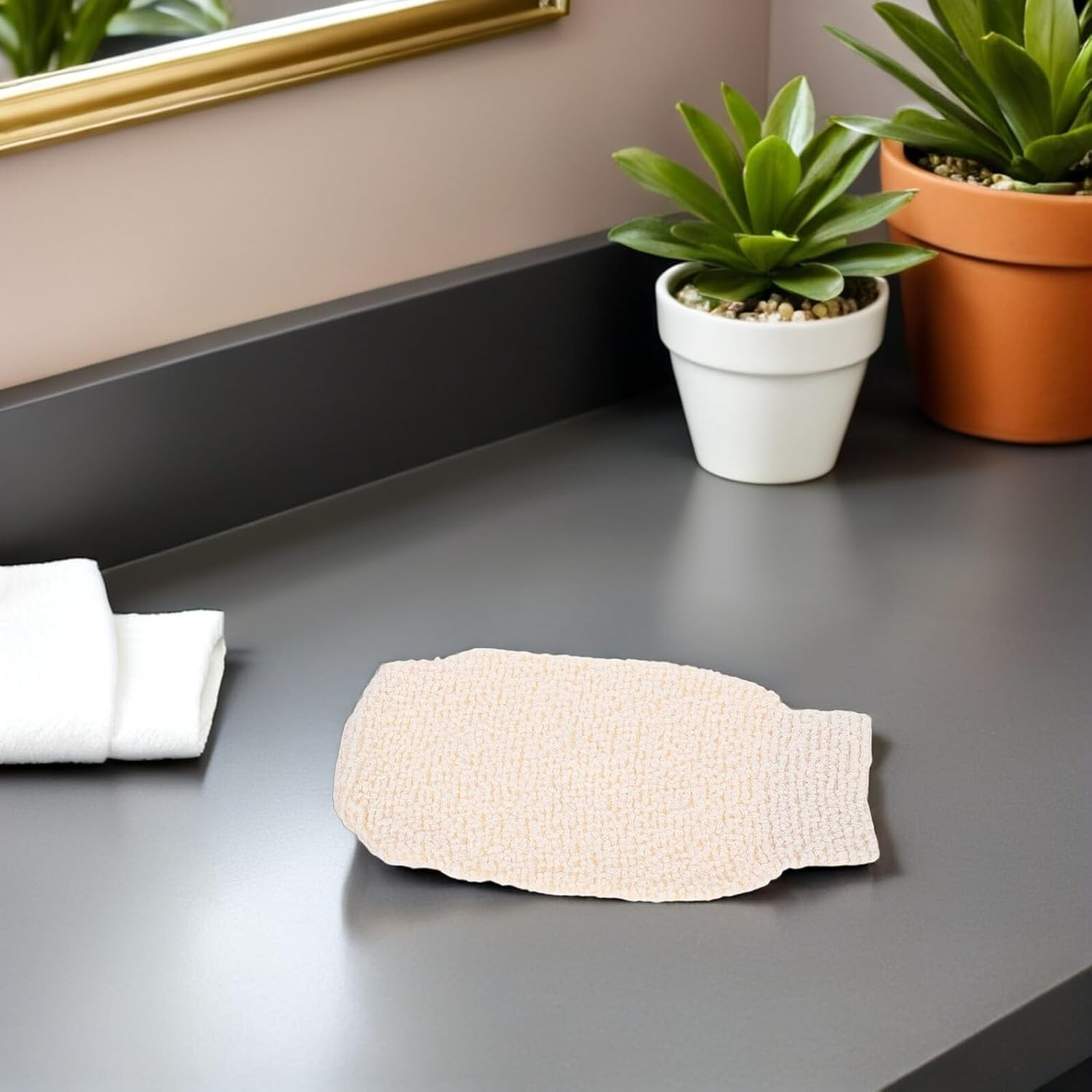 SOLUSTRE 2Pcs Bamboo Fiber Bath Scrub Gloves Exfoliating Shower Gloves for Body Massage Back Scrubber for Dead Skin Removal and Deep Cleansing image number 6