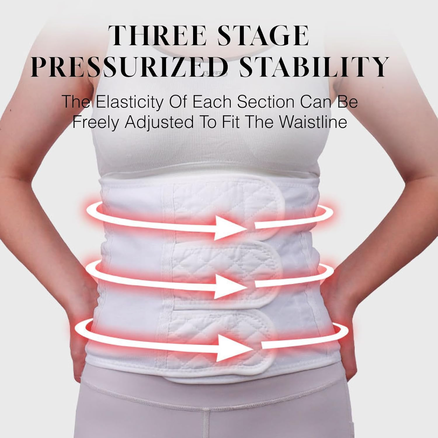 Postpartum Abdominal Support Binder for C-Section Vaginal Delivery Recovery Adjustable 121Cm Length Compression Wrap with 3 Straps in Gray Comfortable, Breathable Mesh for Core Support image number 3