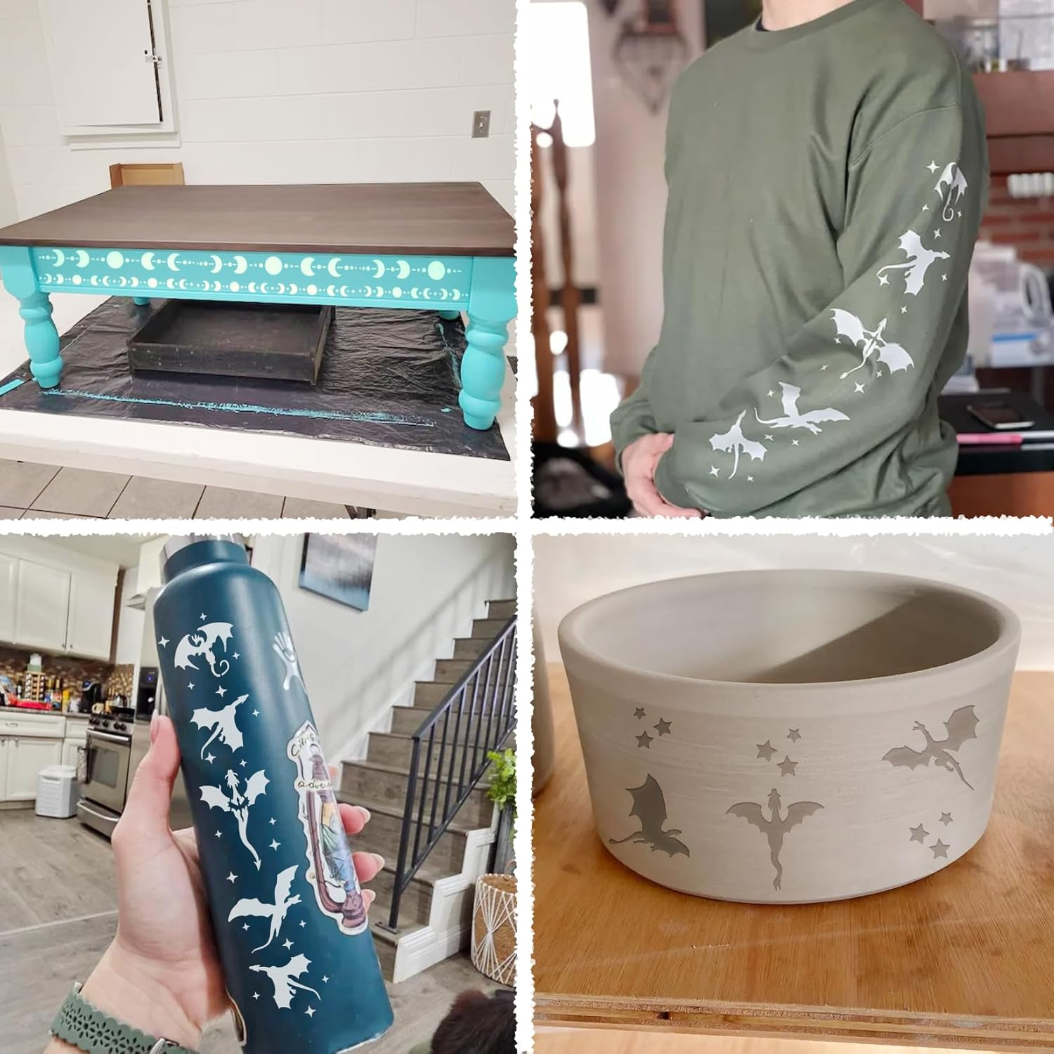 Border Stencils for Painting Moon Star Dragon Book Edge Background Template Paint Stencils for Painting on Wood Burning Art Craft Canvas Furniture Wall(Book16) image number 4