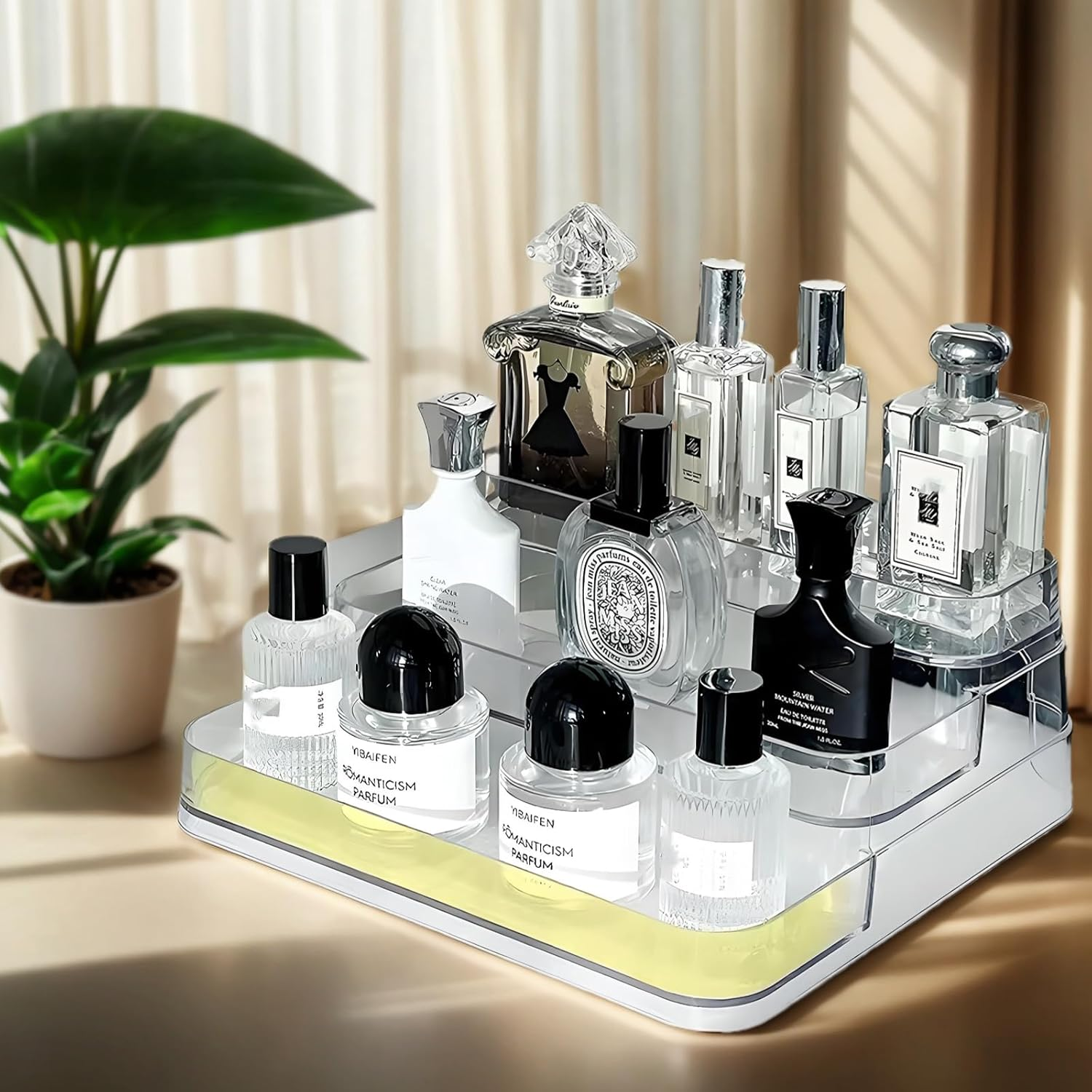 SESLEL Acrylic Perfume Display Stand, Clear Storage Shelf for Fragrance, Cosmetics, and Collectibles, Desktop Organizer image number 2