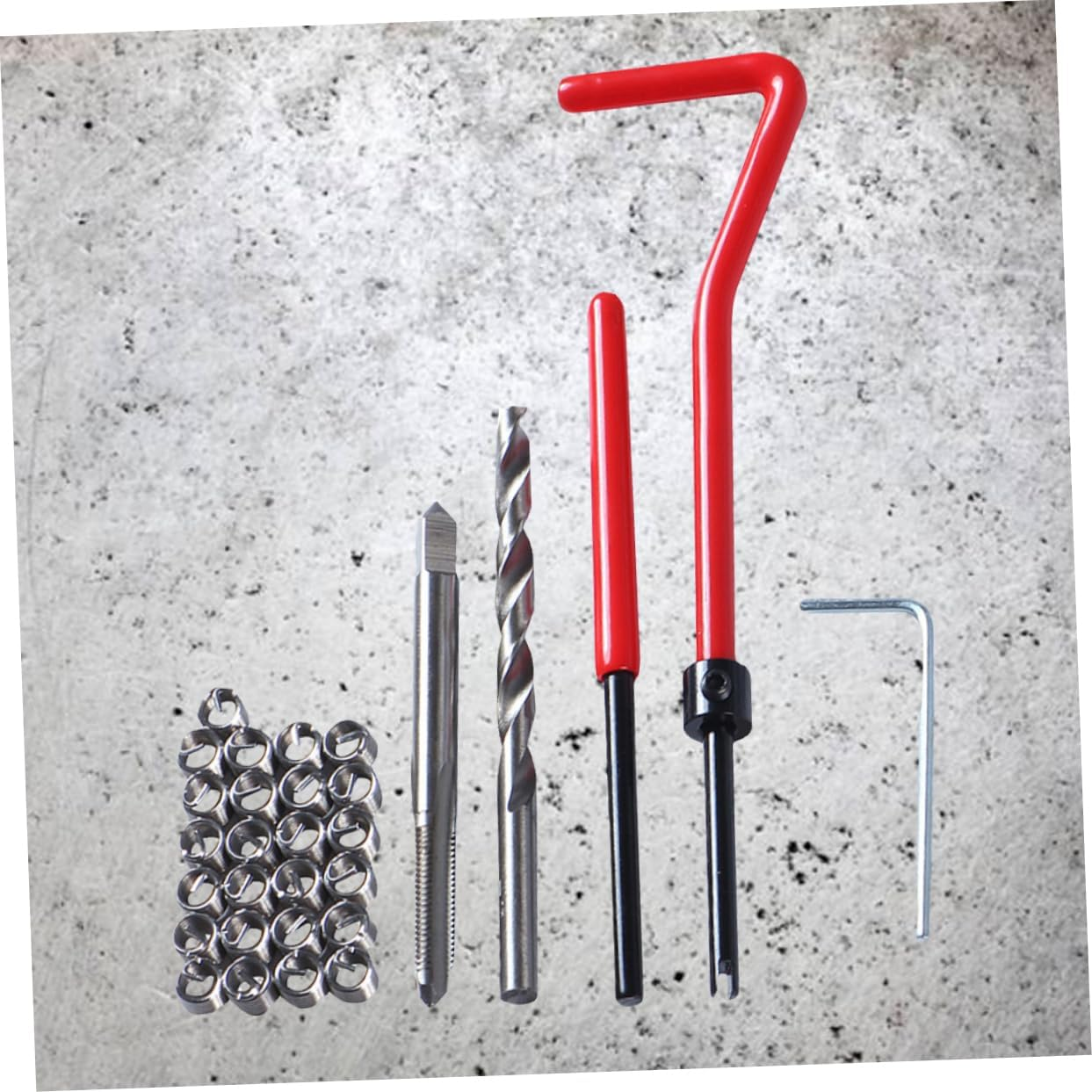 Ibasenice 30-Pcs M5 Thread Repair Tool Helicoil Insert Kit Red Metric Thread Insert for Automotive and Repair Equipment