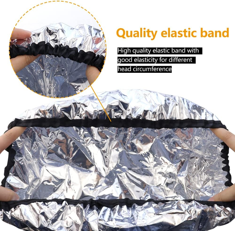 TCOTBE 2 Pieces Conditioning Caps Made of Aluminum Foil, Thickened Shower Caps for Hot Oil Treatment, Reusable Hair Processing Caps for Home and Salon Use, Hair Dyeing and Hot Oil Treatment Tools image number 3